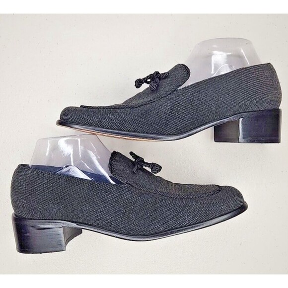 Stuart Weitzman Black Loafer Tortoise Trim Size 10 Slip-On Designer Shoes Flats - Picture 7 of 9